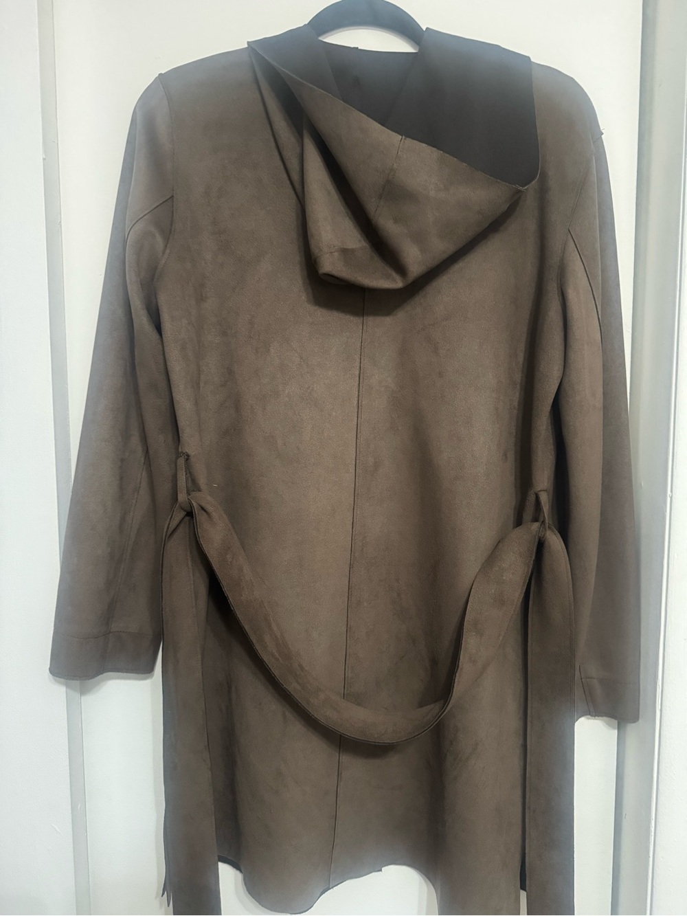 Zara Hooded Trench Coat in Taupe Brown